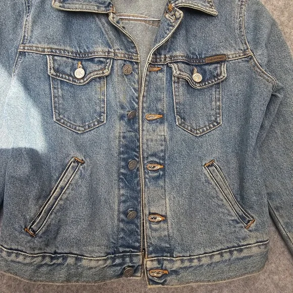 Crop Trucker Jacket Womens XS CALVIN KLEIN Blue VINTAGE Jeans Western Y2K USA